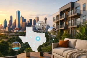 Blog header depicting RenteR utilizes a proprietary algorithm to find you the perfect apartment in Texas effortlessly