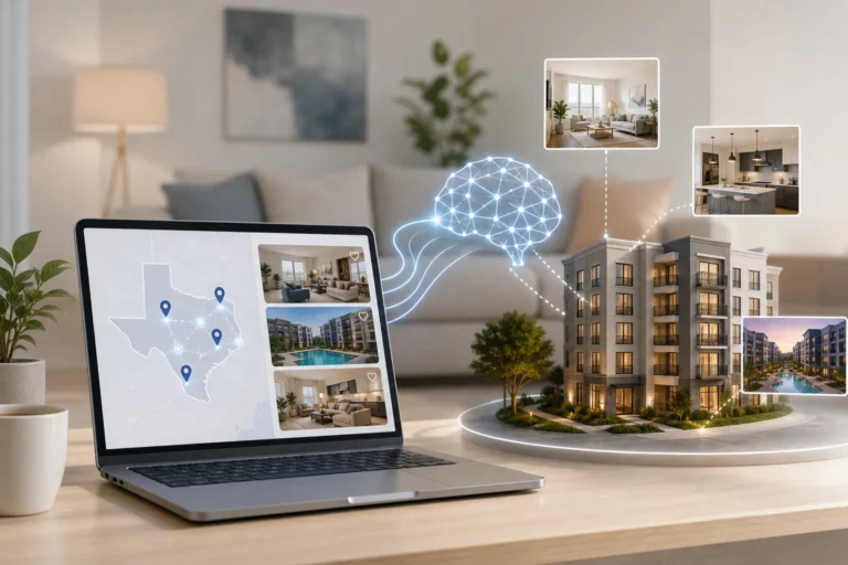 Blog header depicting RenteR utilizes a proprietary algorithm to find you the perfect apartment in Texas effortlessly