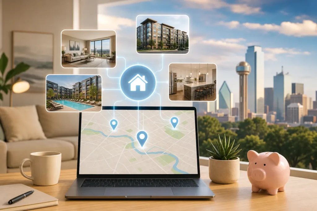 Blog header depicting RenteR utilizes a proprietary algorithm to find you the perfect apartment in Texas effortlessly