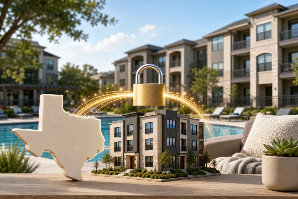 Blog header depicting RenteR utilizes a proprietary algorithm to find you the perfect apartment in Texas effortlessly
