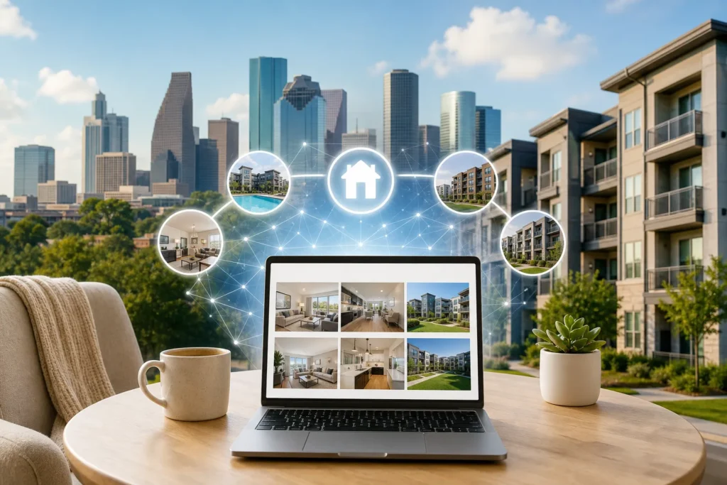 Blog header depicting RenteR utilizes a proprietary algorithm to find you the perfect apartment in Texas effortlessly