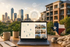 Blog header depicting RenteR utilizes a proprietary algorithm to find you the perfect apartment in Texas effortlessly