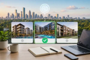 Blog header depicting RenteR utilizes a proprietary algorithm to find you the perfect apartment in Texas effortlessly